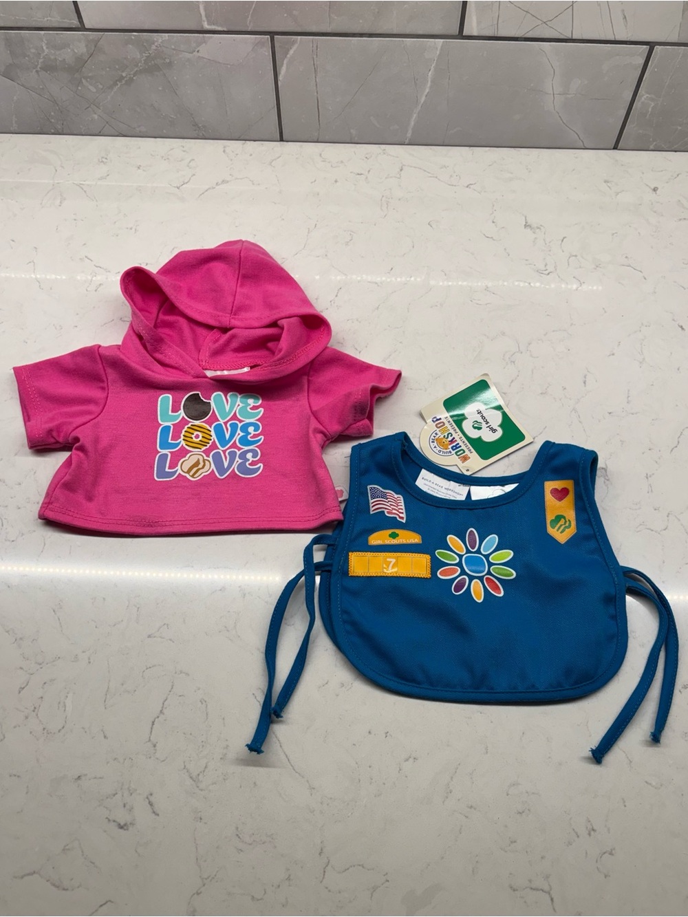 Build a Bear BABW Girl Scout Daisy Smock & Pink Hooded Shirt